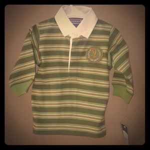 Baby Boy Knit Polo 12M Camping White Collar NWT